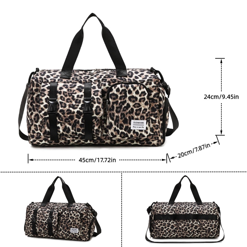 Fashionable Leopard Print Spor - Yoga Fitness Bag 评论和价格